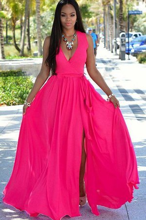 A-Line V-Ausschnitt Chiffon Ein Schulterfreies Bodenlanges Brautjungfernkleid - Bild 1