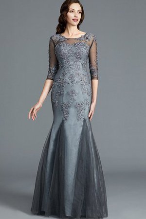 Ärmelloses Normale Taille Enganliegendes Bodenlanges Brautmutterkleid aus Tüll - Bild 1