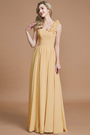 Prinzessin Ein Schulter Ärmelloses Normale Taille Brautjungfernkleid aus Chiffon - Bild 17