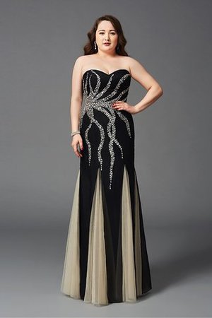 Perlenbesetztes Ärmelloses Normale Taille Ballkleid aus Chiffon mit Herz-Ausschnitt - Bild 3