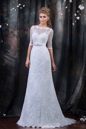 Bateau Elegantes Schick Brautkleid mit Schleife mit Stickerei - Bild 1