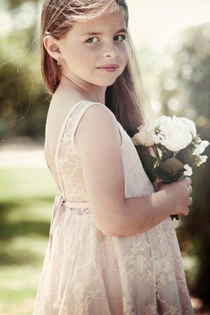Prinzessin Charme Ärmellos Knielanges Blumenmädchenkleid mit Bordüre mit Rüschen - Bild 2
