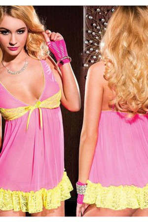 Charmant Spitze Tüll Spaghettibügel Babydoll