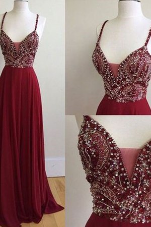 Prinzessin Spaghetti Träger Ärmelloses Chiffon Ballkleid mit Perlen - Bild 1