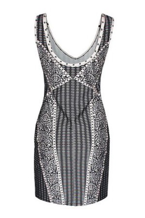 Kleid V-Ausschnitt Drucken ärmellos Club Kleider