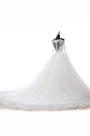Spitze Herz-Ausschnitt Natürliche Taile Brautkleid aus Tüll mit Applike - Bild 2