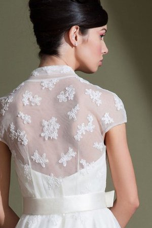 A-Line Kurze Ärmeln Tüll Brautkleid mit Gekappten Ärmeln mit Schleife - Bild 2