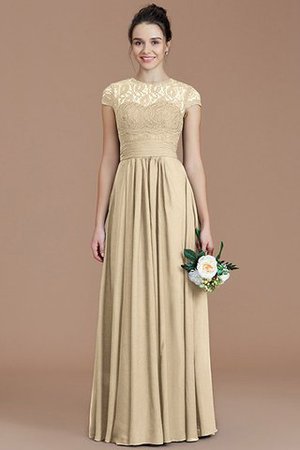 Chiffon Prinzessin Kurze Ärmeln Bodenlanges Brautjungfernkleid mit Bordüre - Bild 12