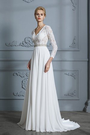 A linie Träumer Natürliche Taile Prinzessin V-Ausschnitt Brautkleid mit Bordüre - Bild 5