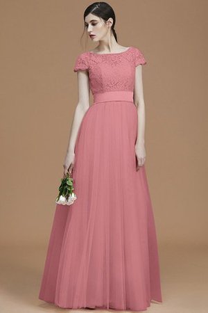 Tüll Prinzessin A-Linie Bodenlanges Brautjungfernkleid mit Schleife - Bild 34