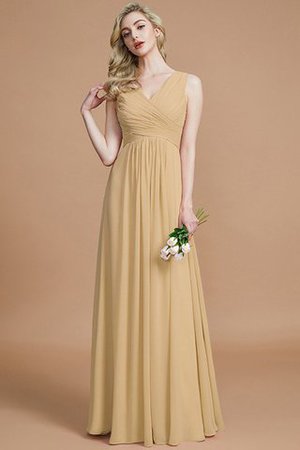A-Line Prinzessin Chiffon Bodenlanges Brautjungfernkleid mit Reißverschluss - Bild 16