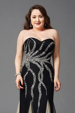 Perlenbesetztes Ärmelloses Normale Taille Ballkleid aus Chiffon mit Herz-Ausschnitt - Bild 6