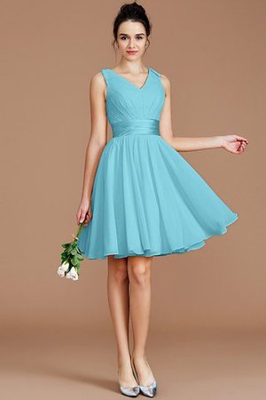 A linie Chiffon Mini Brautjungfernkleid mit Schleife mit Gürtel - Bild 7