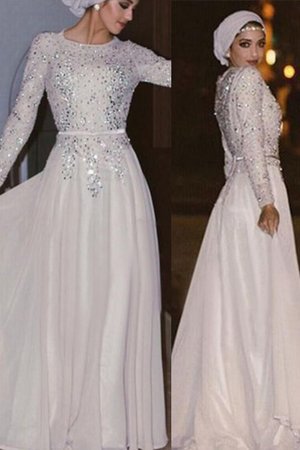 Chiffon Reißverschluss A Linie Prinzessin Attraktiv Lange Ärmeln Ballkleid mit Kristall - Bild 2