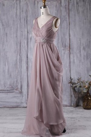 A linie Chiffon Bodenlanges Anständiges Brautjungfernkleid mit Natürlicher Taille - Bild 2