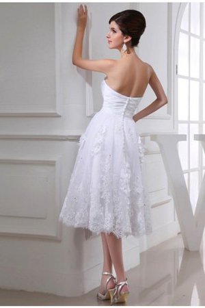 A-Linie Organza Prinzessin Perlenbesetztes Brautkleid mit Applikation - Bild 2