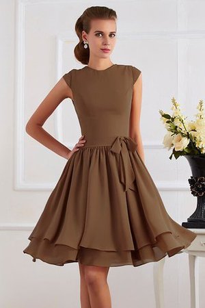 Normale Taille Chiffon Knielanges Brautjungfernkleid mit Schleife mit Gürtel - Bild 3