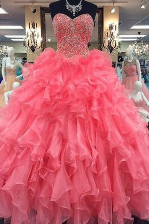 Organza Natürliche Taile Perlenbesetztes Ärmelloses Bodenlanges Partykleid - Bild 1