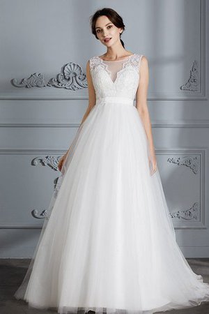 V-Ausschnitt Normale Taille Ärmellos A-Line Brautkleid aus Tüll - Bild 5