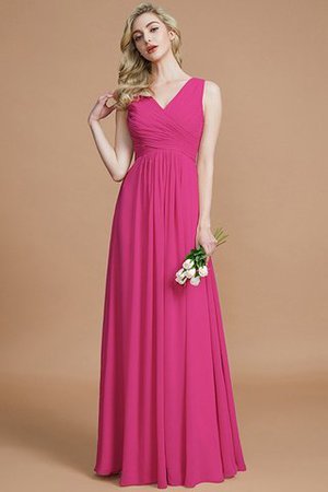 A-Line Prinzessin Chiffon Bodenlanges Brautjungfernkleid mit Reißverschluss - Bild 17