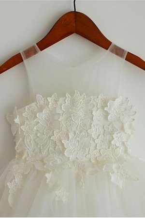 Tüll Breiter Träger Wadenlanges Blumenmädchenkleid mit Blume mit Bordüre - Bild 2
