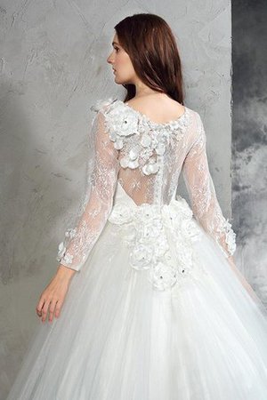 Normale Taille Langärmeliges Anständiges Brautkleid mit Blume mit Reißverschluss - Bild 6