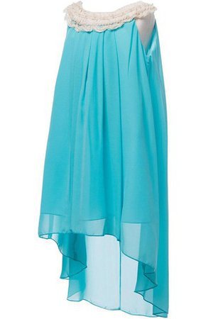 A-Line Plissiertes Ärmelloses Hoch niedrig Chiffon Blumenmädchenkleid - Bild 2