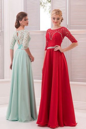 Plissiertes Natürliche Taile Chiffon Juwel Ausschnitt Bodenlanges Ballkleid