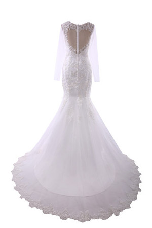 Enges Reißverschluss Modern Schönes Anständiges Brautkleid mit Gericht Schleppe - Bild 6
