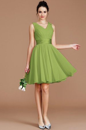 A linie Chiffon Mini Brautjungfernkleid mit Schleife mit Gürtel - Bild 18