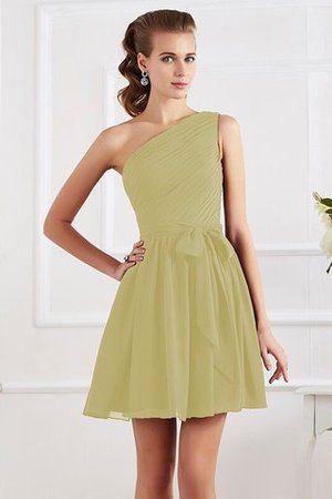 Ärmelloses a linie Mini Brautjungfernkleid aus Chiffon mit Rücken Schnürung - Bild 7