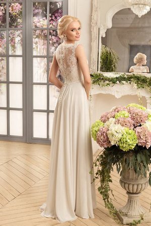 Enganliegendes Chiffon Bodenlanges Brautkleid mit Applike mit Gekappten Ärmeln - Bild 2