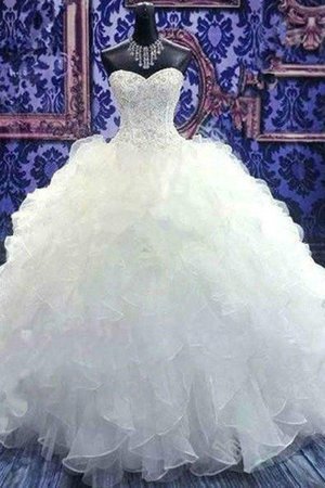 Faszinierend Paillette Duchesse-Linie Organza Brautkleid mit Herz-Ausschnitt mit Perlen - Bild 1