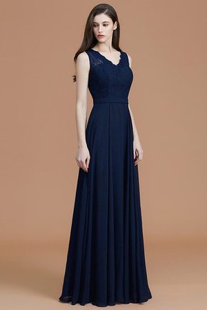 Normale Taille V-Ausschnitt Bodenlanges Brautjungfernkleid mit Bordüre aus Chiffon - Bild 6