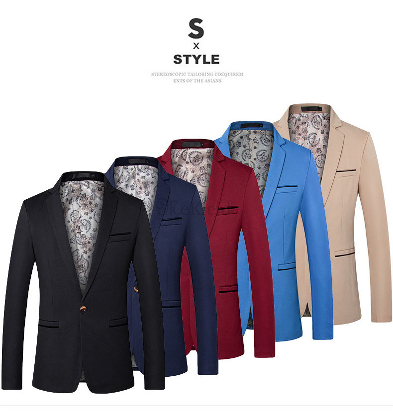 Männer Plus Größe Anzüge Blazer Slim Fit Jacke Mode Herbst