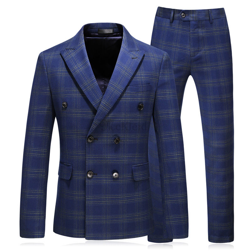 Plus Größe 5xl Bräutigam Blazer Zweireiher Slim Fit Smoking Anzug - Bild 1