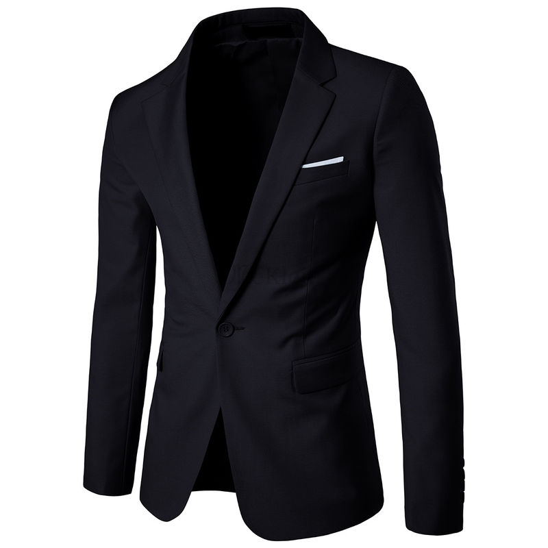 Zugeknöpft Männer Casual Business Anzug Blazer Jacke Mantel Männer Einfarbig Mode Neue