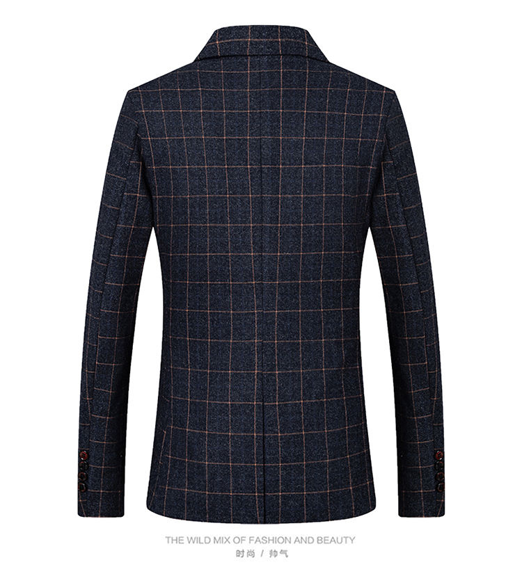 Plaid Männer Treffen Casual Blau Männer Blazer Masculino