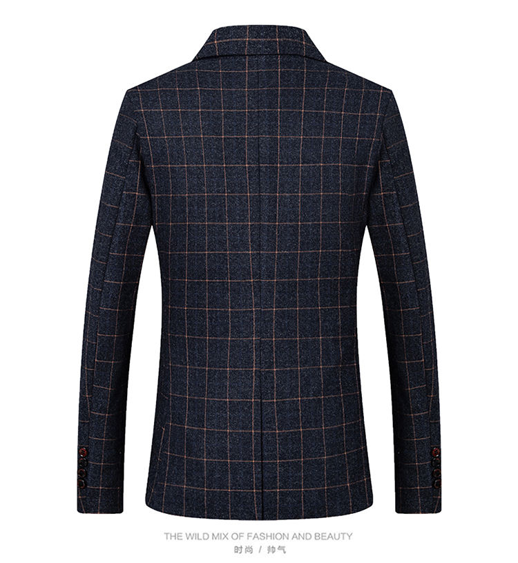 Plaid Männer Treffen Casual Blau Männer Blazer Masculino