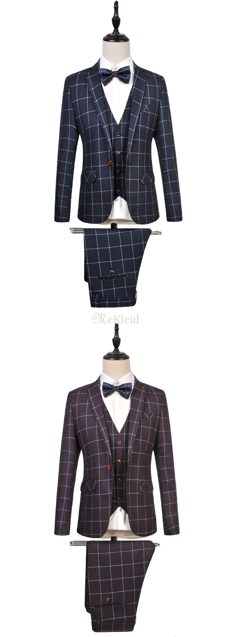 3 Stücke Plaid Herren Anzüge Tweed Männer Anzug Blazer