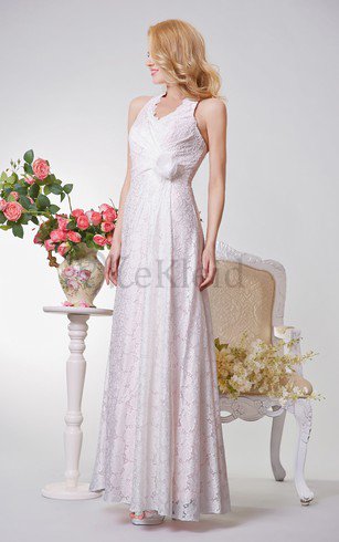 Spitze Reißverschluss Nackenband Brautjungfernkleid mit Blume mit Bordüre