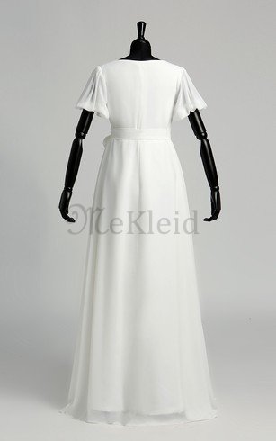A-Line Reißverschluss Chiffon Extravagantes Brautkleid mit Plissierungen
