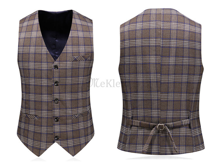 Anzüge Set 3 Stücke Hohe Qualität Männer Hochzeit Weste Hose Plaid Blazer Anzüge