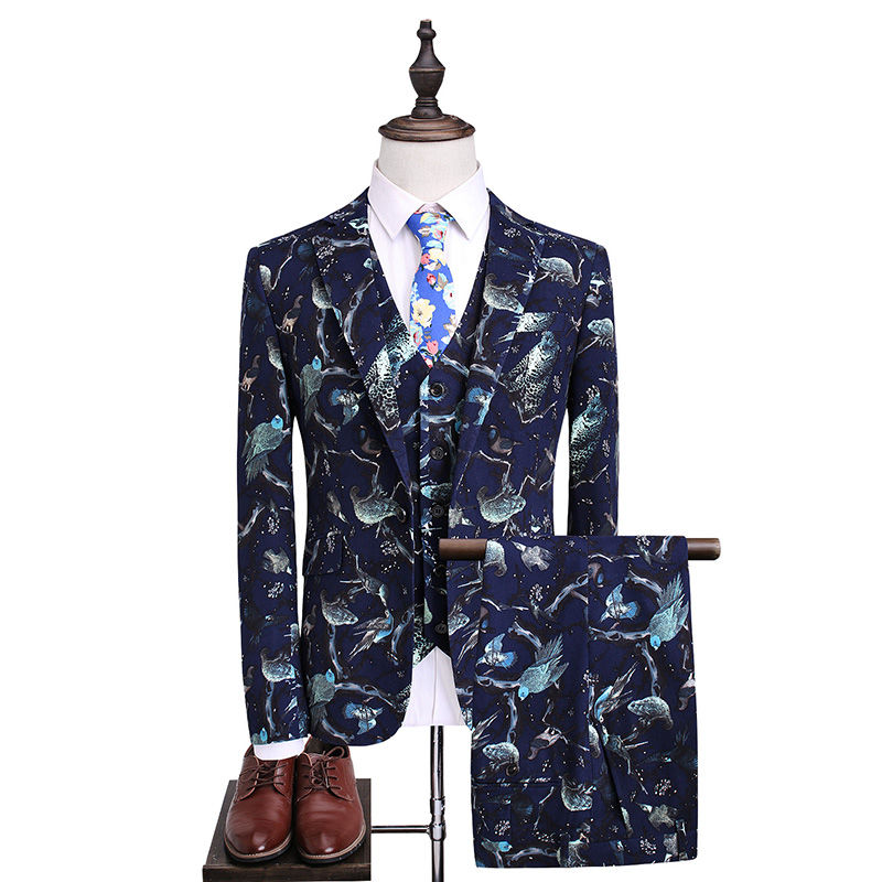 Anzug Muster Floral Gedruckt Smoking Blazer Schlank