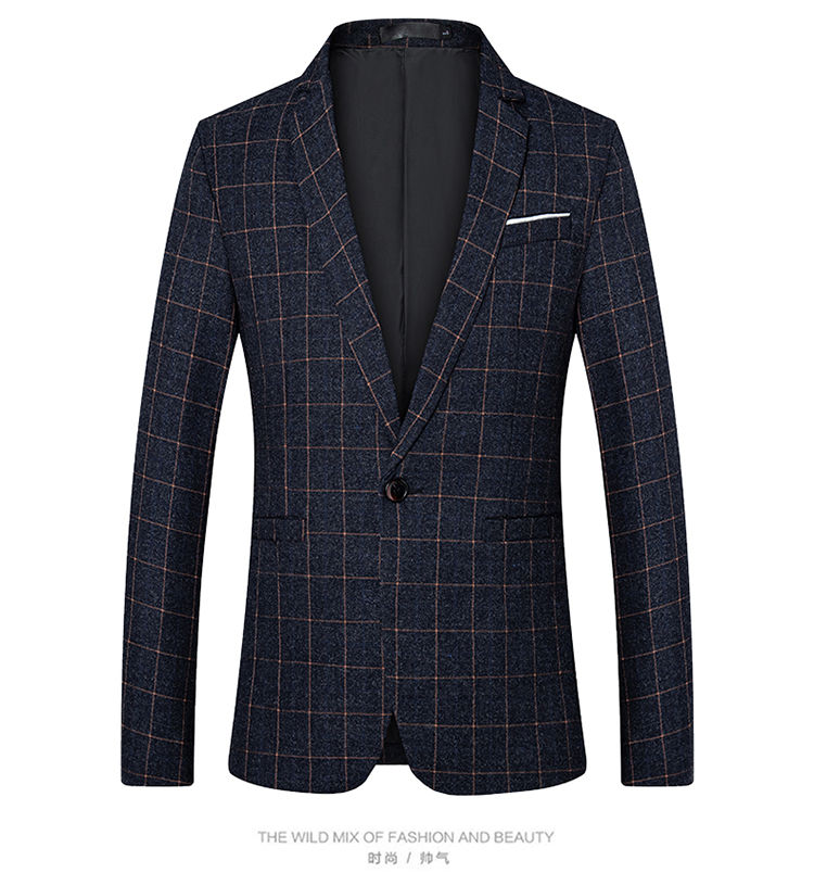 Plaid Männer Treffen Casual Blau Männer Blazer Masculino