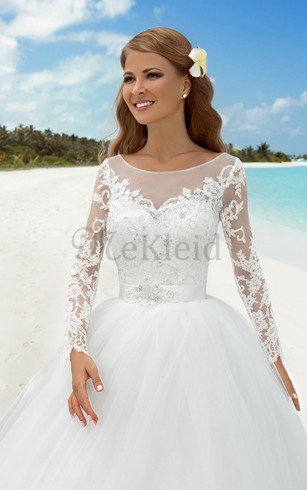 Duchesse-Linie Bodenlanges Romantisches Brautkleid mit Plissierungen mit Schleife