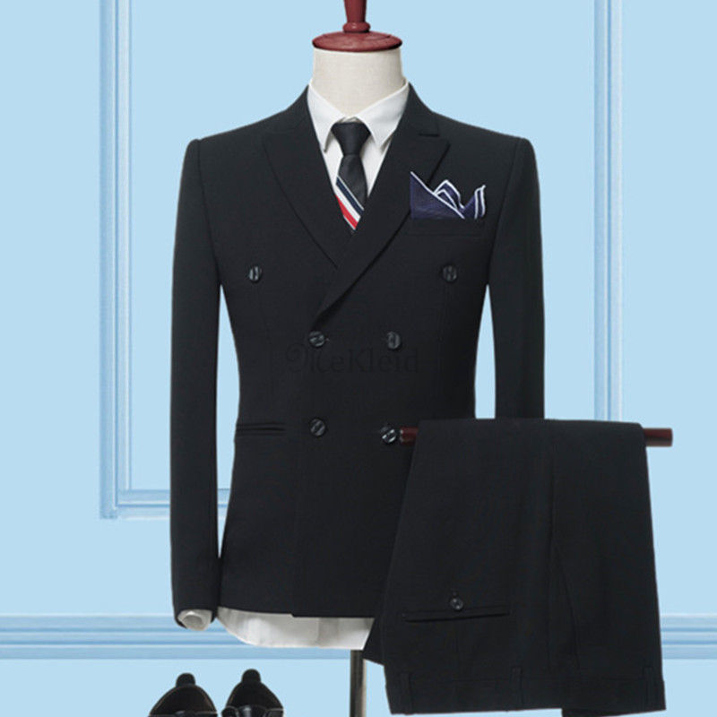 Mode Anzug Blazer + Hosen Einfarbig Jacke Mantel Hosen Herren Business - Bild 3