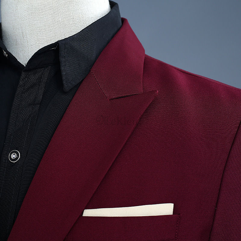 Homme Männer Wein Rot Anzüge Langarm Männer Blazer