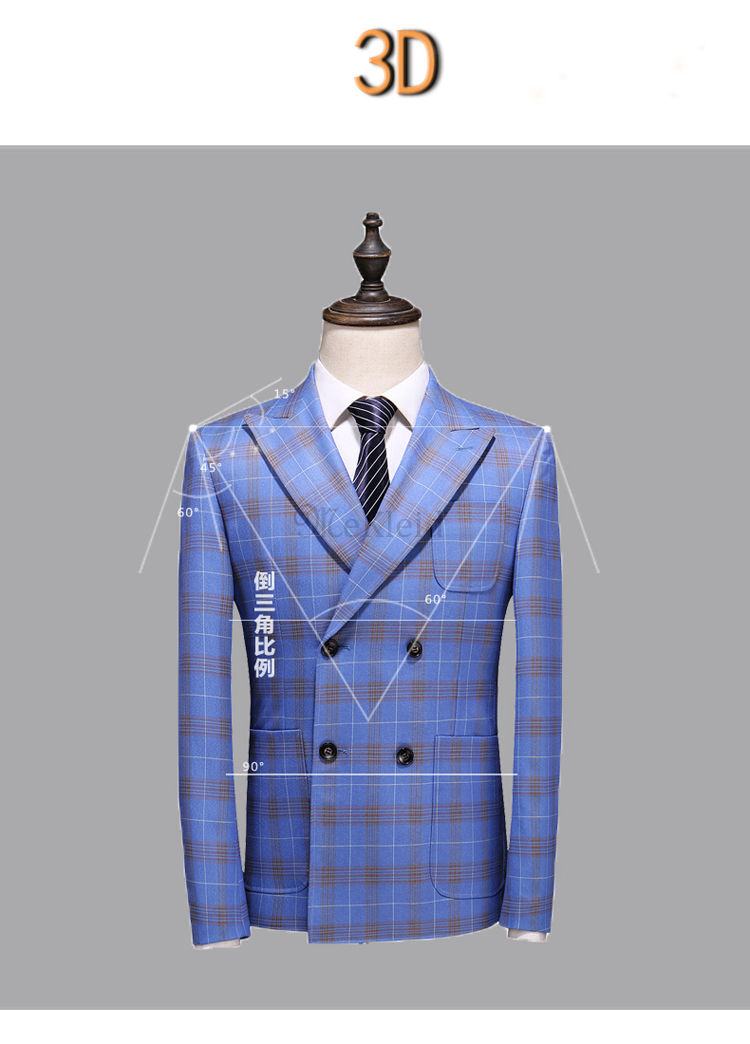 Blazer 3 Stück Anzüge Zweireiher Plaid Druck Hochzeit Anzüge Für Männer Asiatische