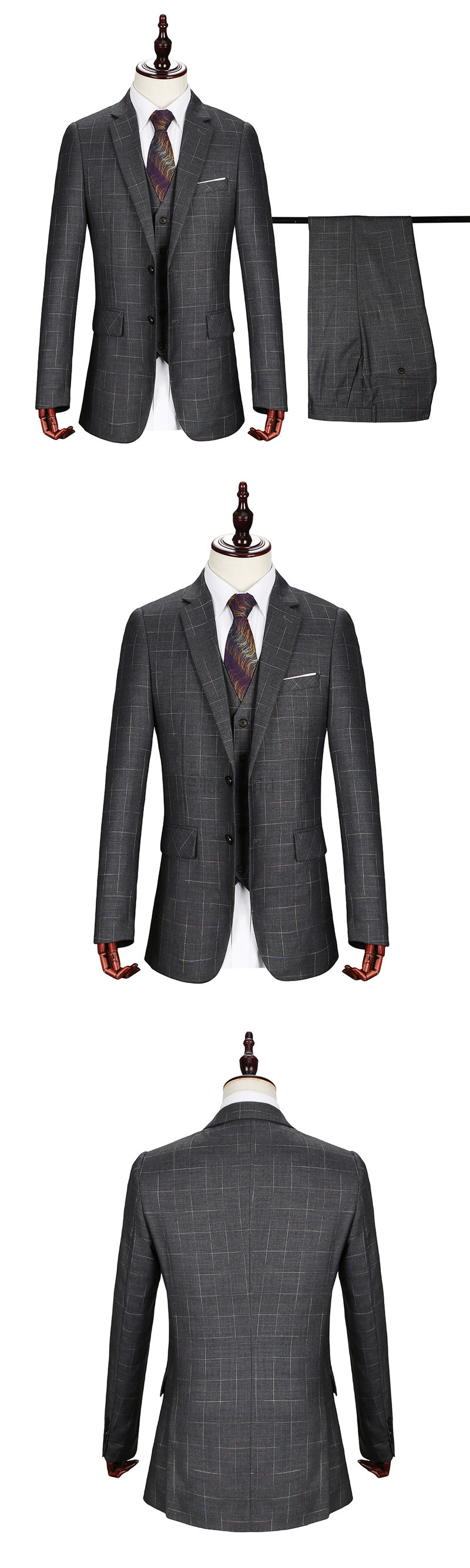 Mens Männer Kleidung Casual Smart Slim Fit Männlichen Anzug 3 Stück